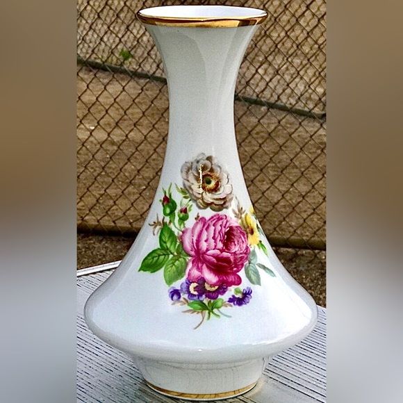 Vintage WALDERSHOF BAVARIA GERMANY Handarbeit 22 Karat Gold Porcelain Vase - Picture 2 of 10